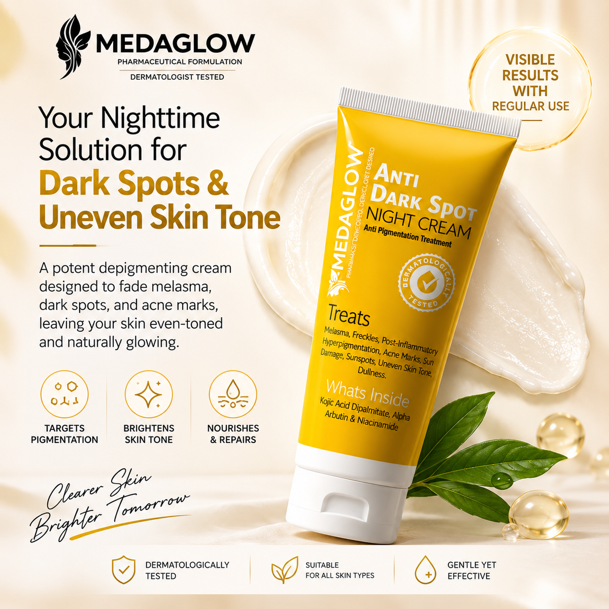 MEDAGLOW Anti Dark Spot Night Cream – Anti Pigmentation Treatment