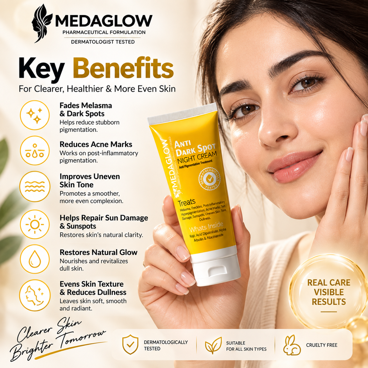 MEDAGLOW Anti Dark Spot Night Cream – Anti Pigmentation Treatment