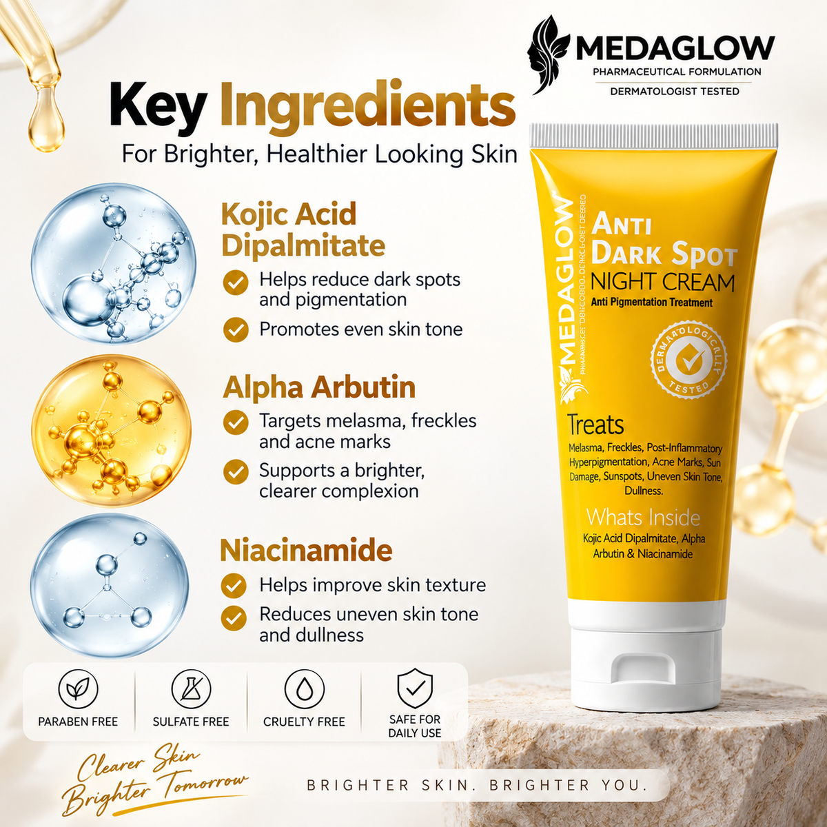 MEDAGLOW Anti Dark Spot Night Cream – Anti Pigmentation Treatment