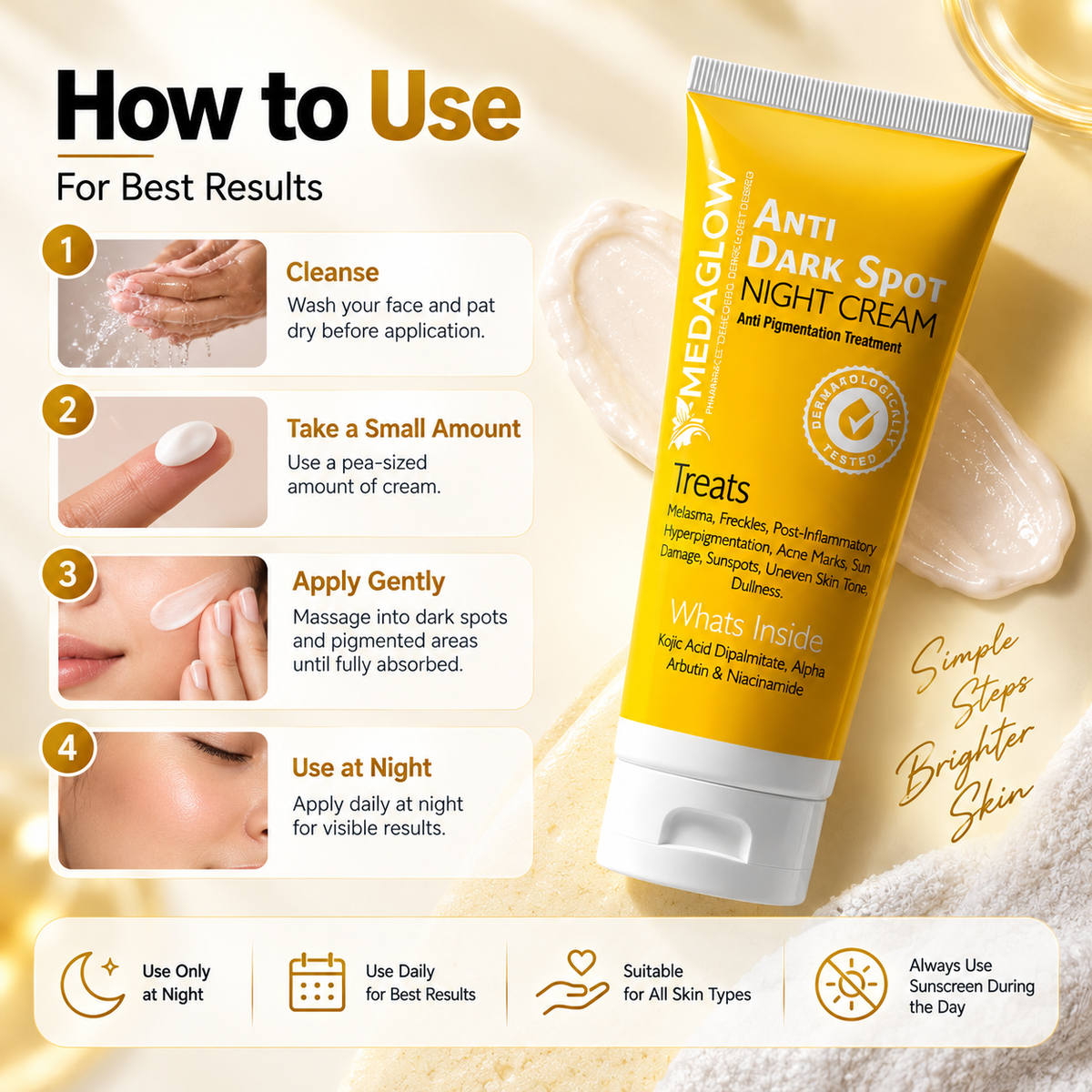 MEDAGLOW Anti Dark Spot Night Cream – Anti Pigmentation Treatment